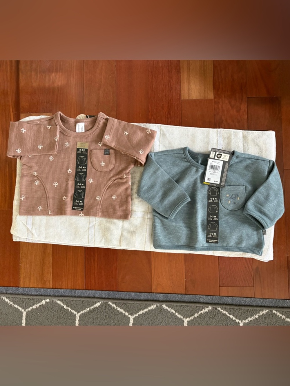 ⭐️ Gerber Modern Moments Organic Cotton Drop Shoulder LS Tops Lot 0-3M NWT